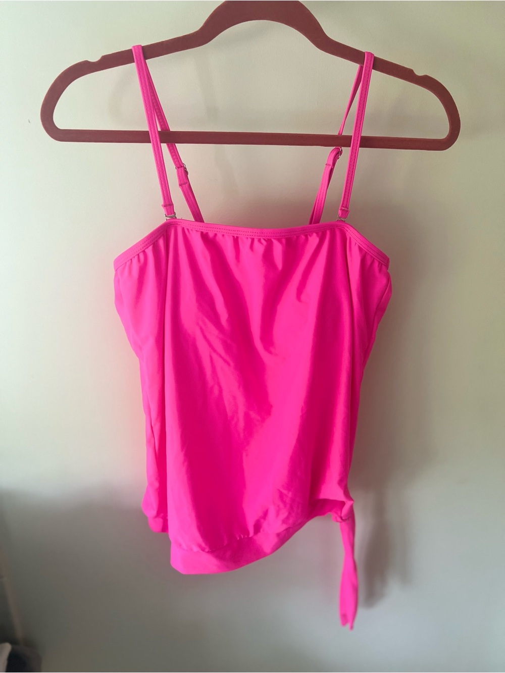 Bright Hot Pink Adjustable-Strap Swim Tankini Top